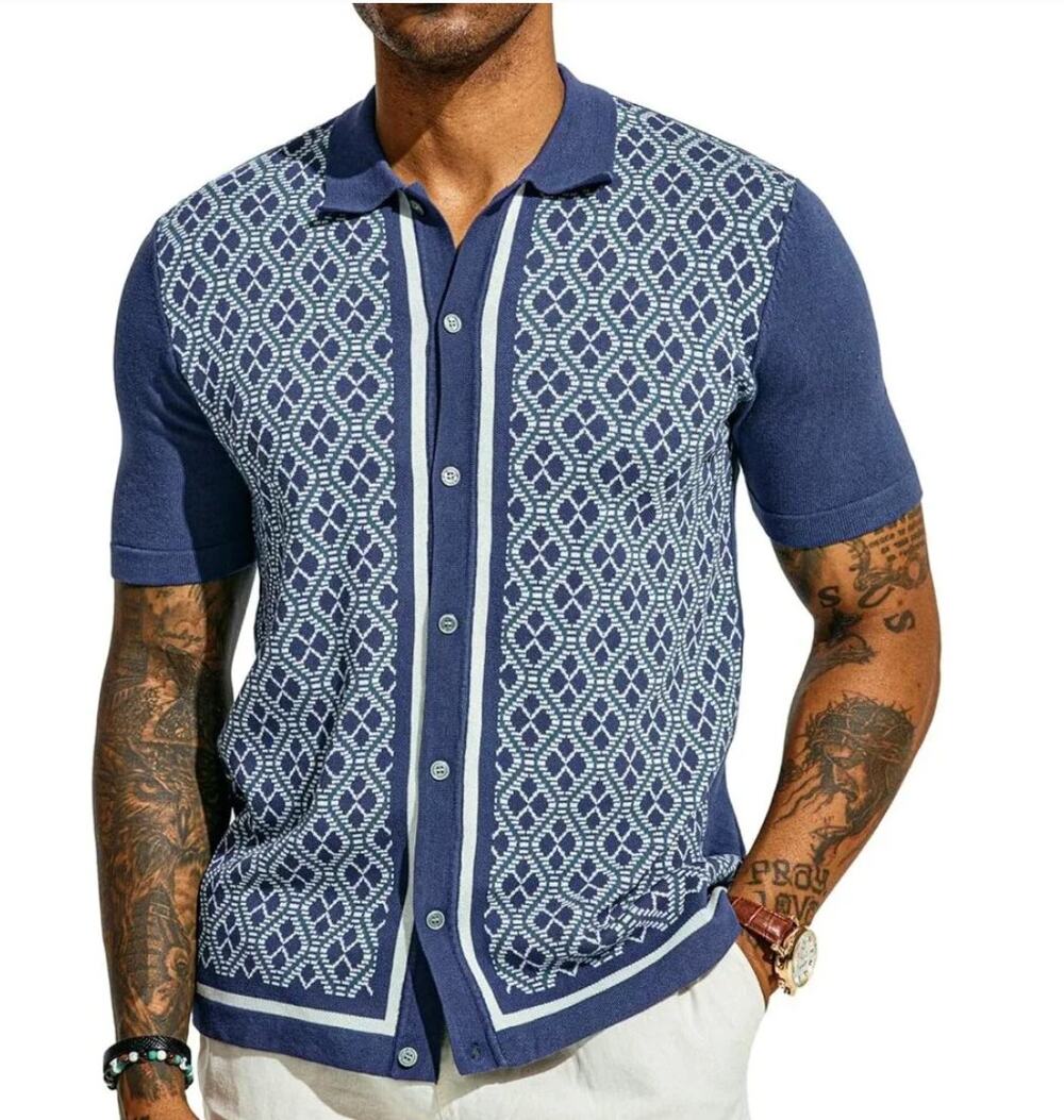 PJ Paul Jones Vintage Style Men’s Knit Polo Cardigan Shirt